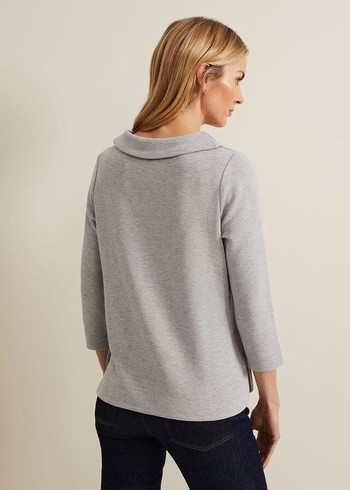 Phase Eight Remy Textured Cowl Neck T Shirts Grey USA | 6571820-TA